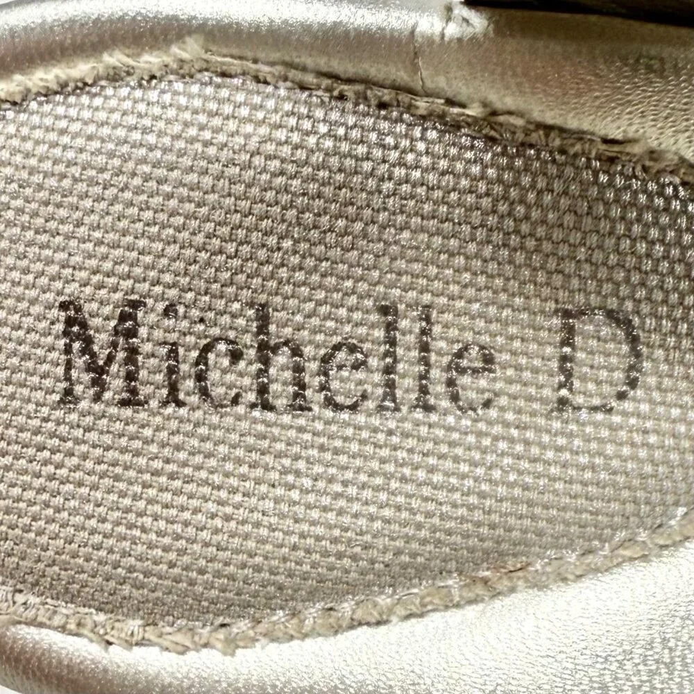 Michelle D Silver‎ Buckle Hugs Strappy Wedge Espadrille Sandals Size 7M